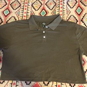 Green polo cropped top
